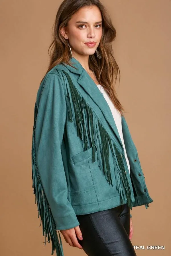 Teal Fringe Jacket