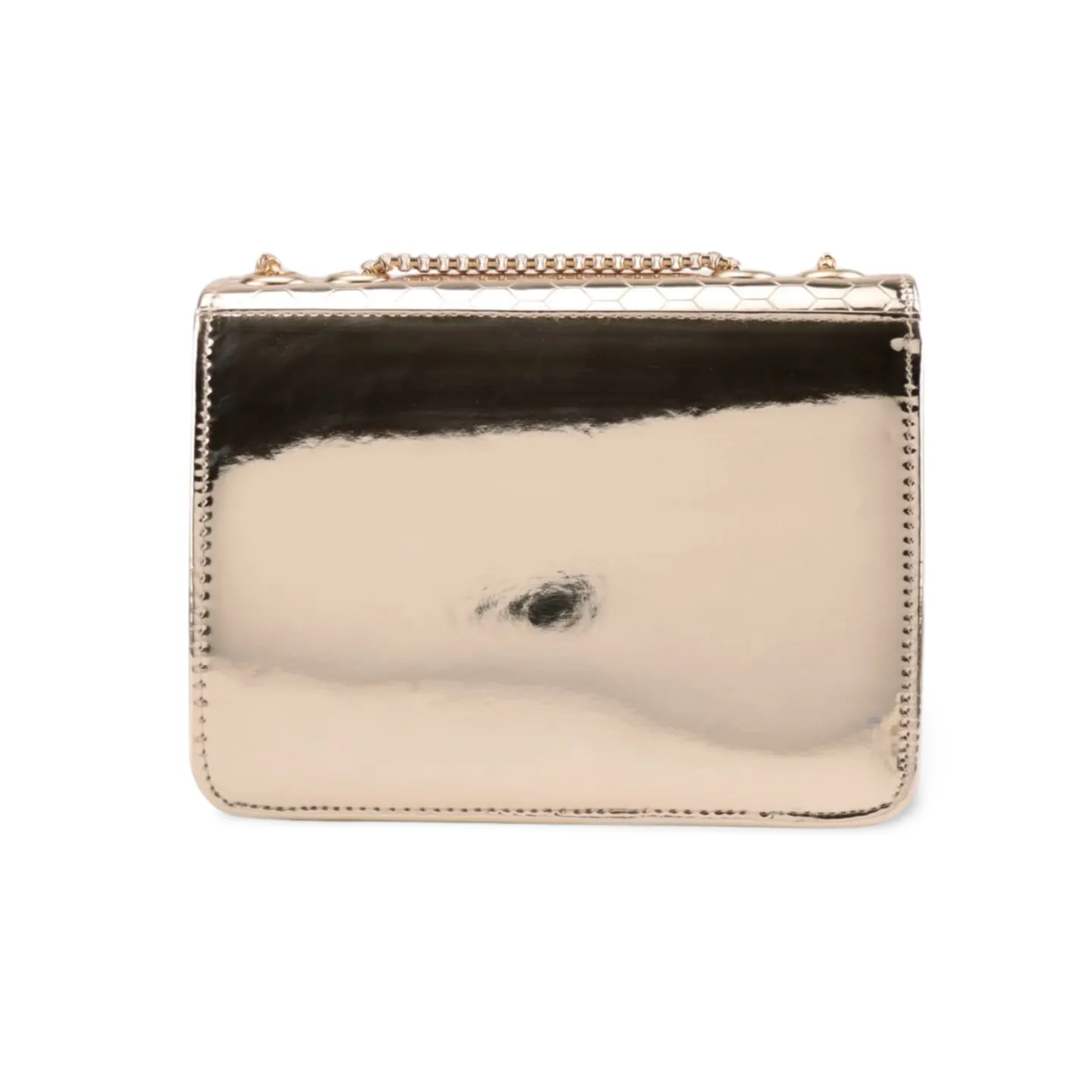 Textured Faux Leather Crossbody Shoulder Bag with Gold Chain